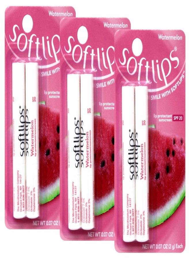 Softlips Watermelon Gluten-Free, Twin Pack Lip Protectant Sunscreen SPF 20, 0.07 oz Each (Pack of 3) - Image 1